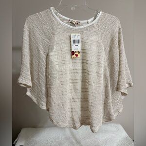 Speechless Cream Textured Knit Tunic Top